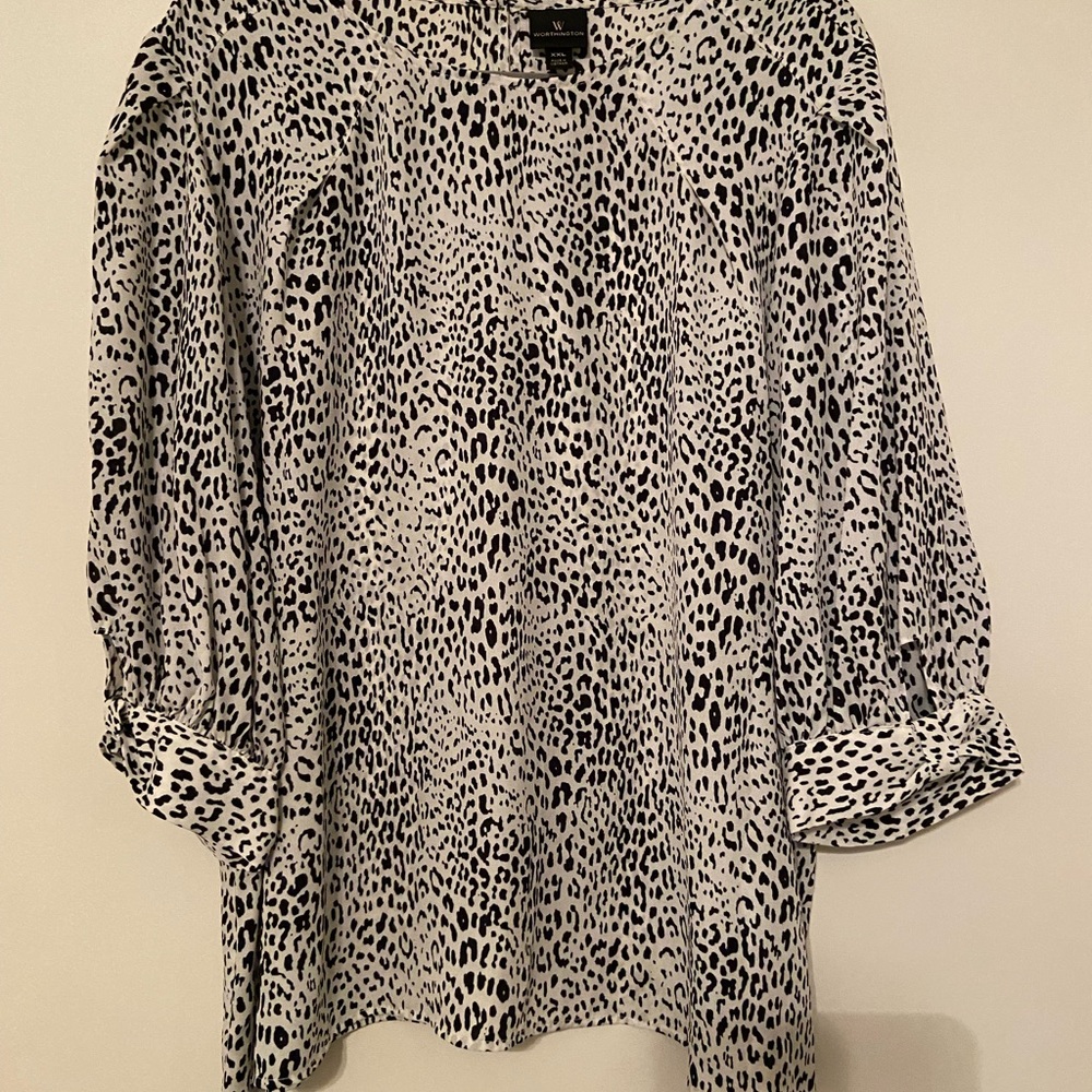 Worthington JCPenny 3/4 Sleeve Animal Print Blouse! XXL